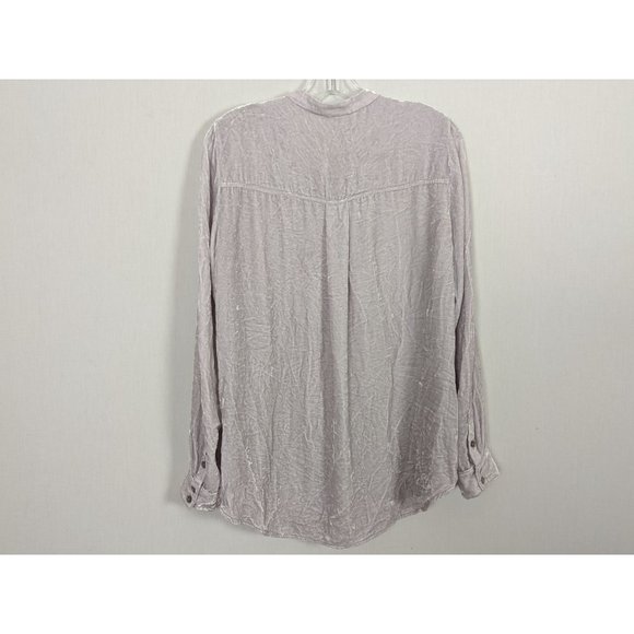Eileen Fisher light purple‎ velvet long sleeve button up high low blouse sz S/P - Picture 2 of 9